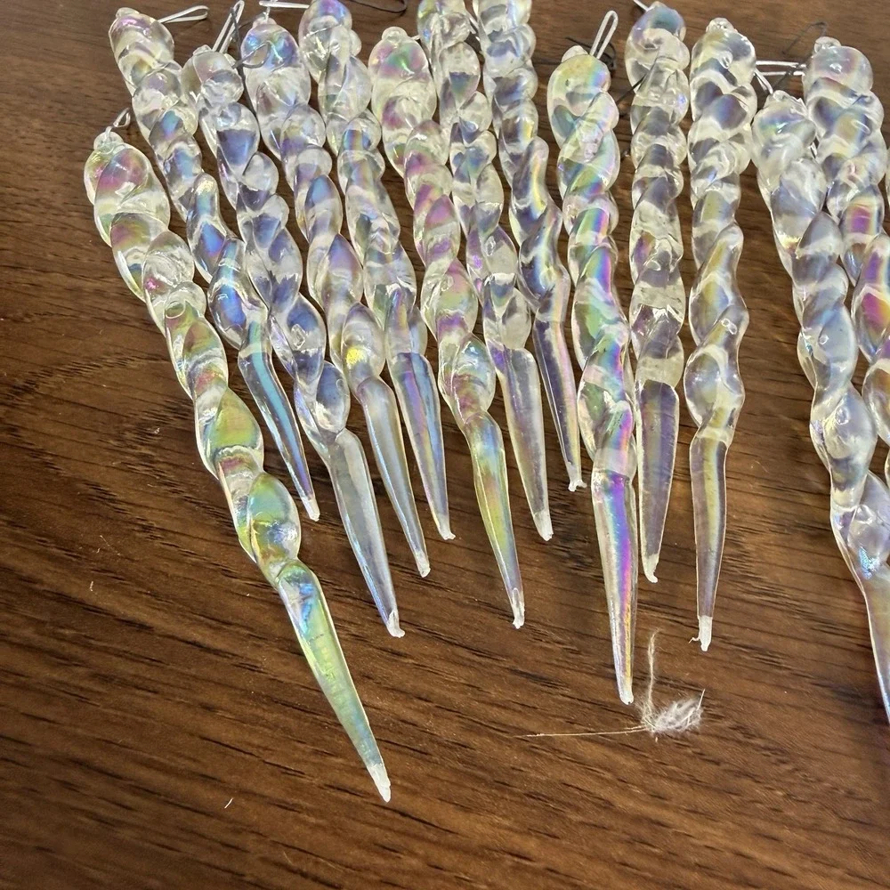Lot of 23 Vintage Aurora Borealis Twisted Icicle Christmas Ornaments